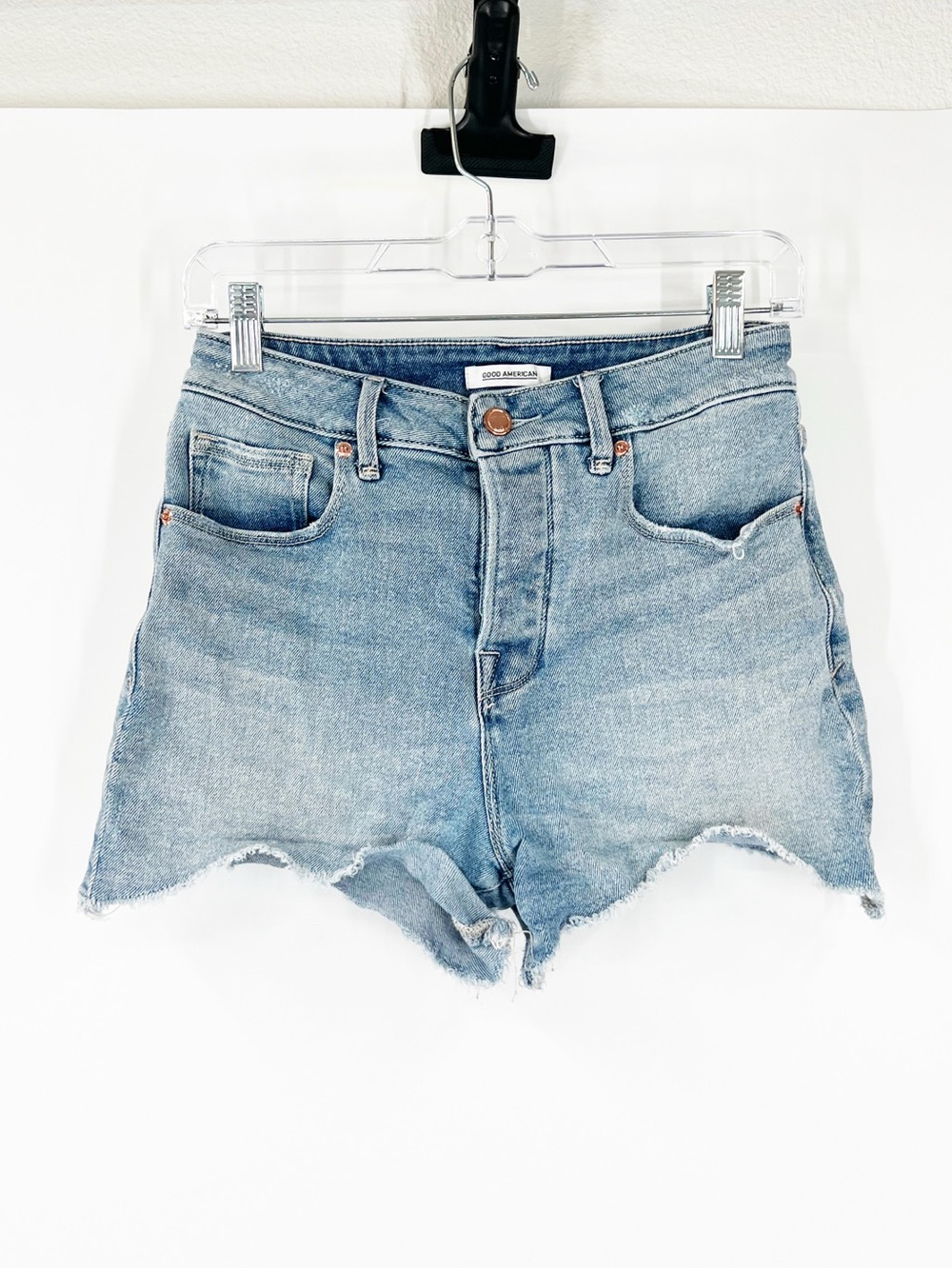 Good American Bombshell High Rise Denim Shorts